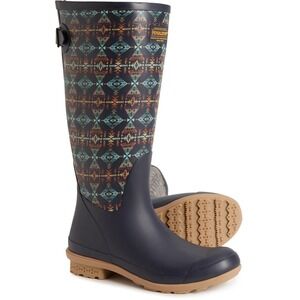 Pendleton Diamond Peak Tall Rain‎ Boots  Waterproof  Women Sz 7 M Navy Azteck